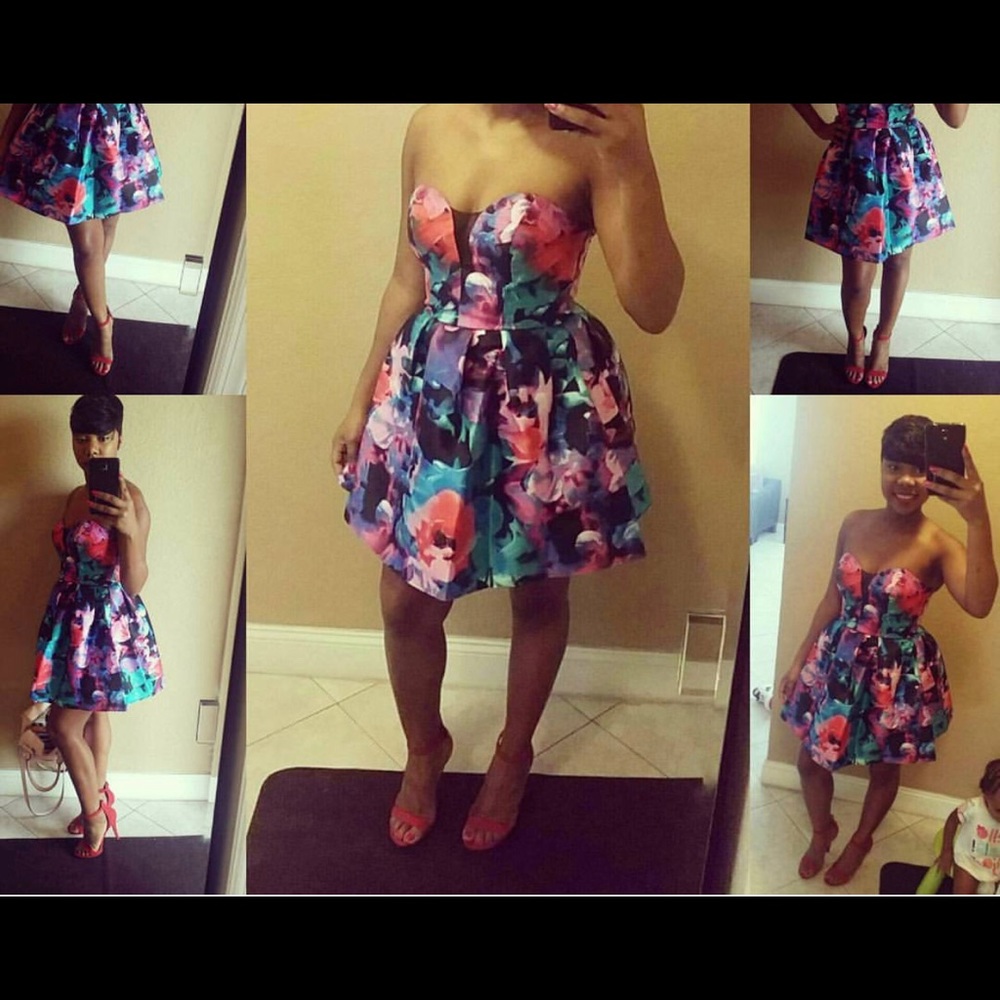 Beautiful strapless floral design dress